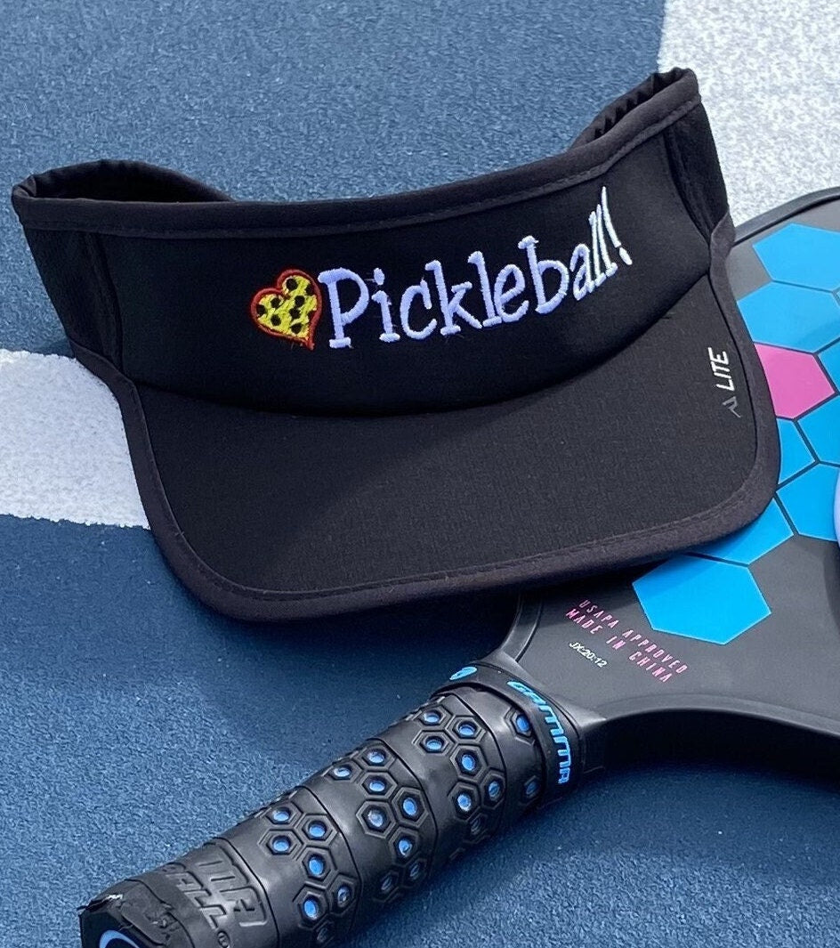 Embroidered "Love Pickleball" Visor: Dri-Fit Sun Protection