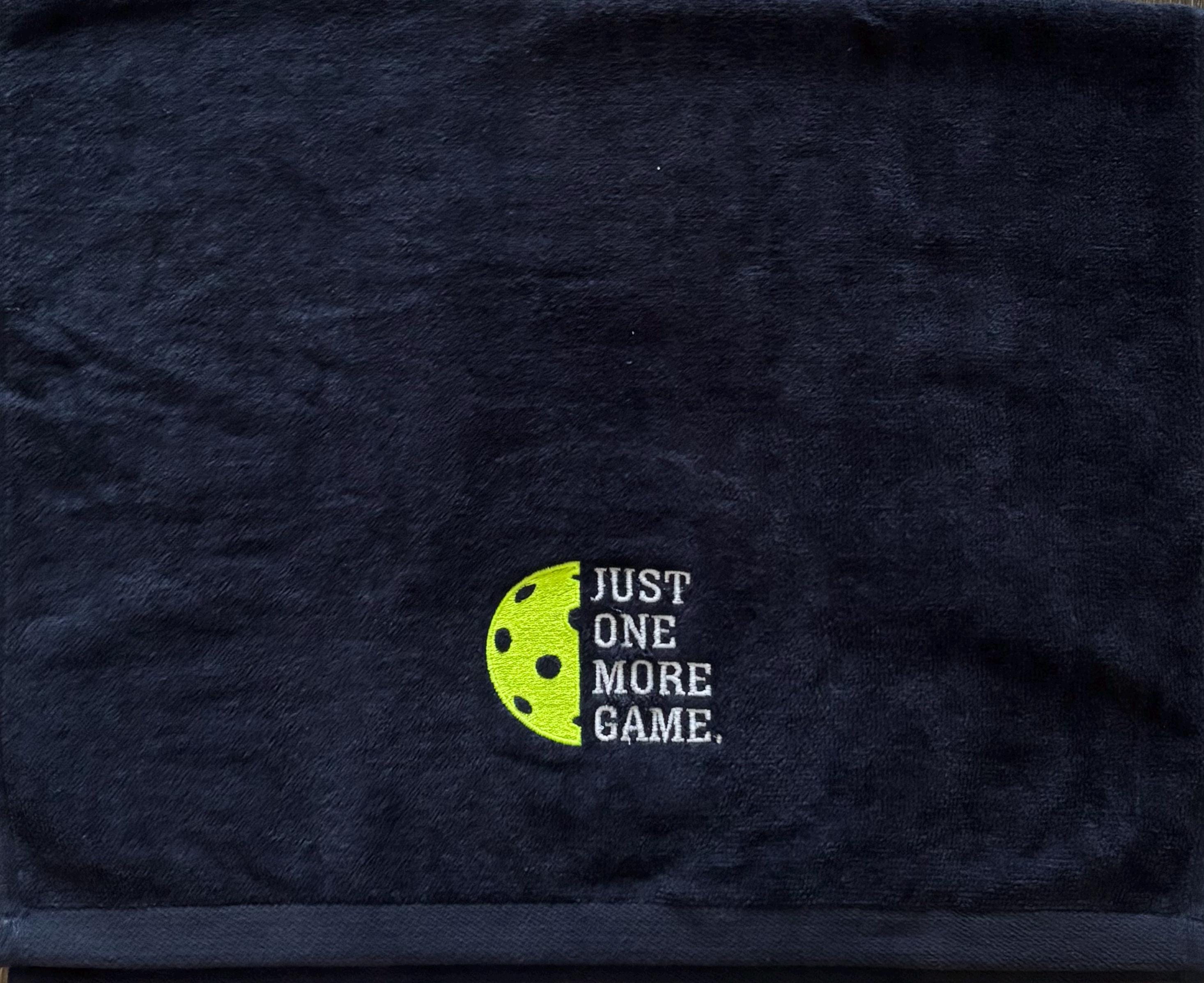 Personalized Pickleball Towel – “Just One More Game” | Embroidered