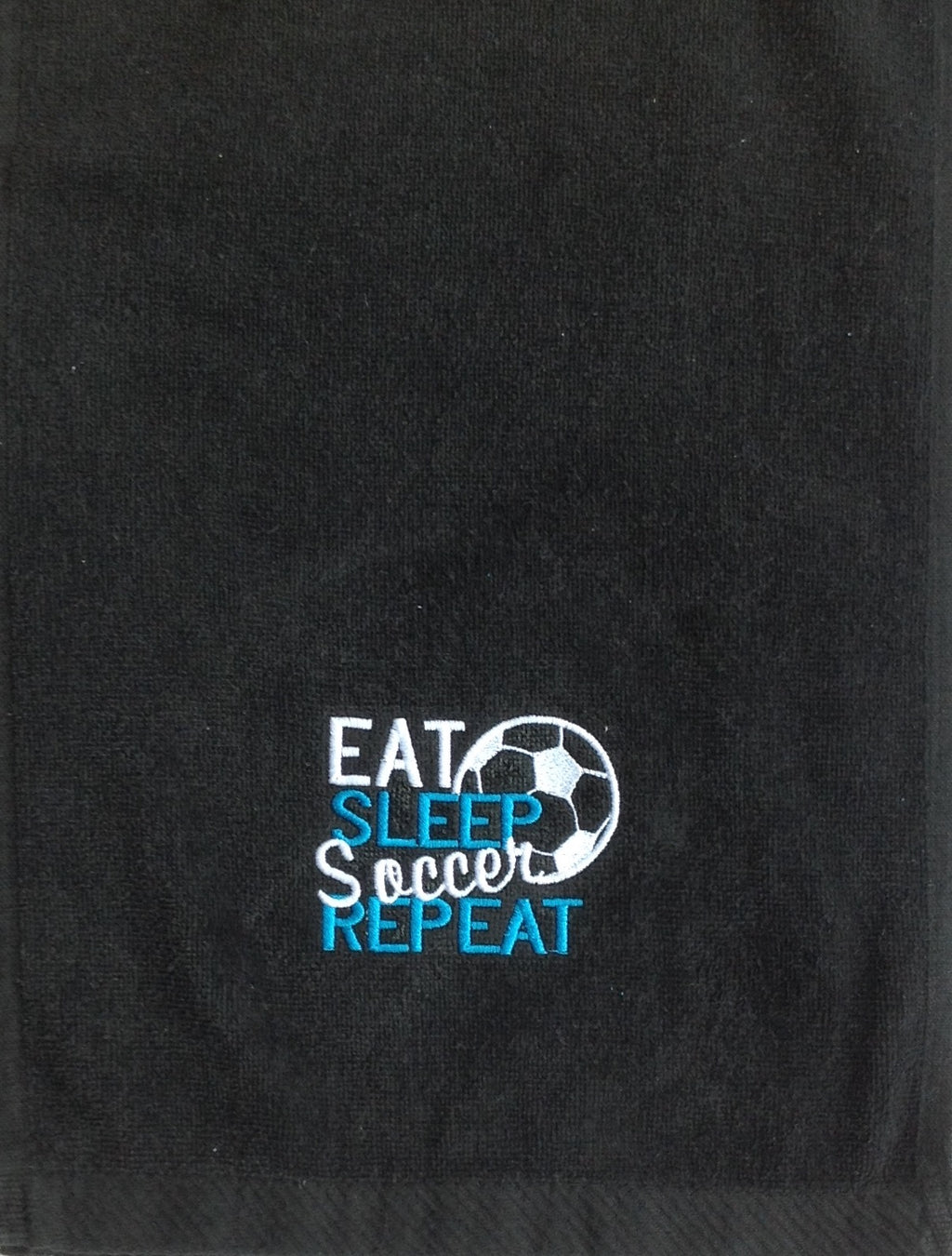 Personalized Soccer Towel - Eat Sleep Soccer Repeat