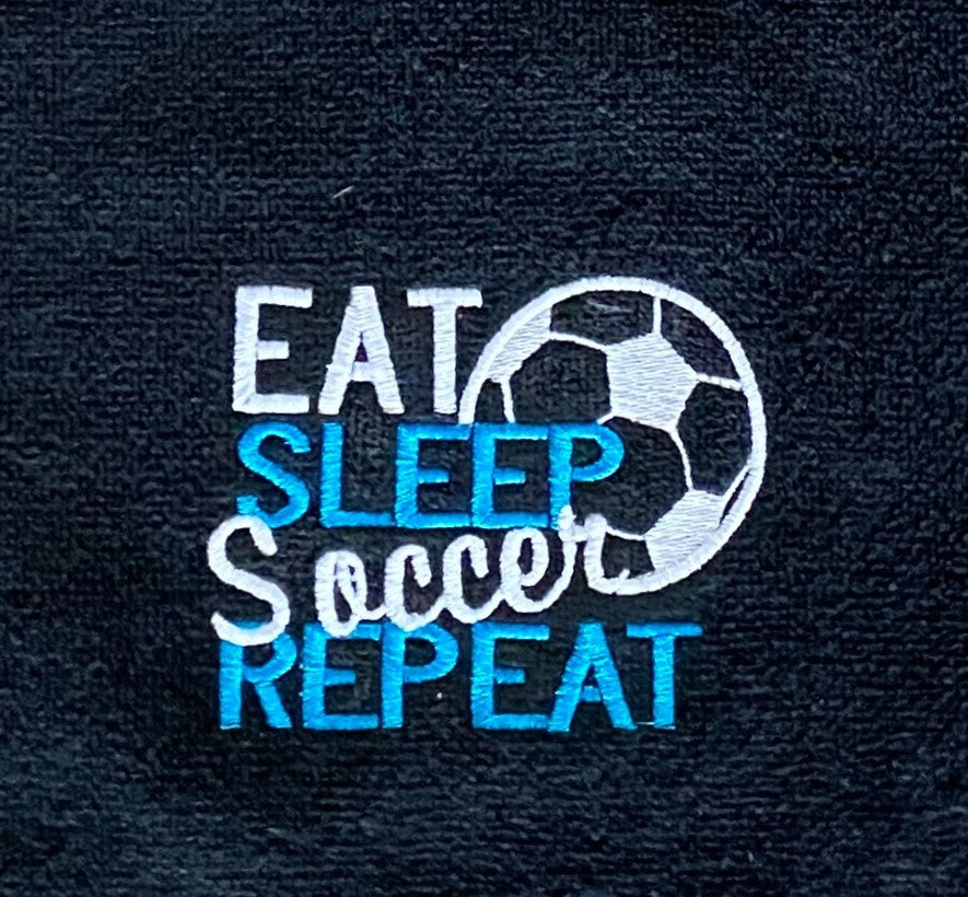 Personalized Soccer Towel - Eat Sleep Soccer Repeat