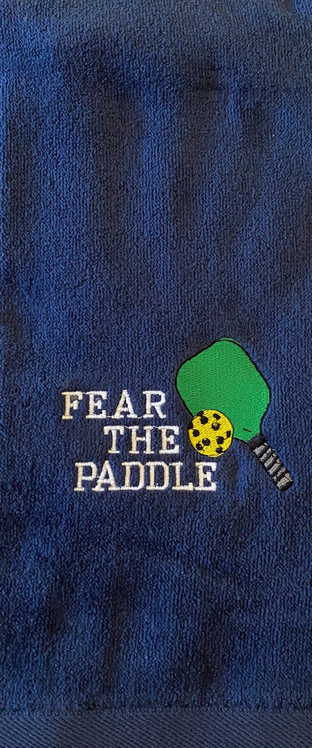 Personalized Pickleball Towel – Navy Embroidered - Fear The Paddle Pickleball Gift