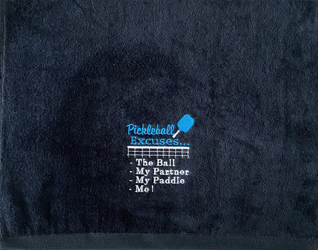 Custom Embroidered Pickleball Excuses Towel: Personalized Sports Gift