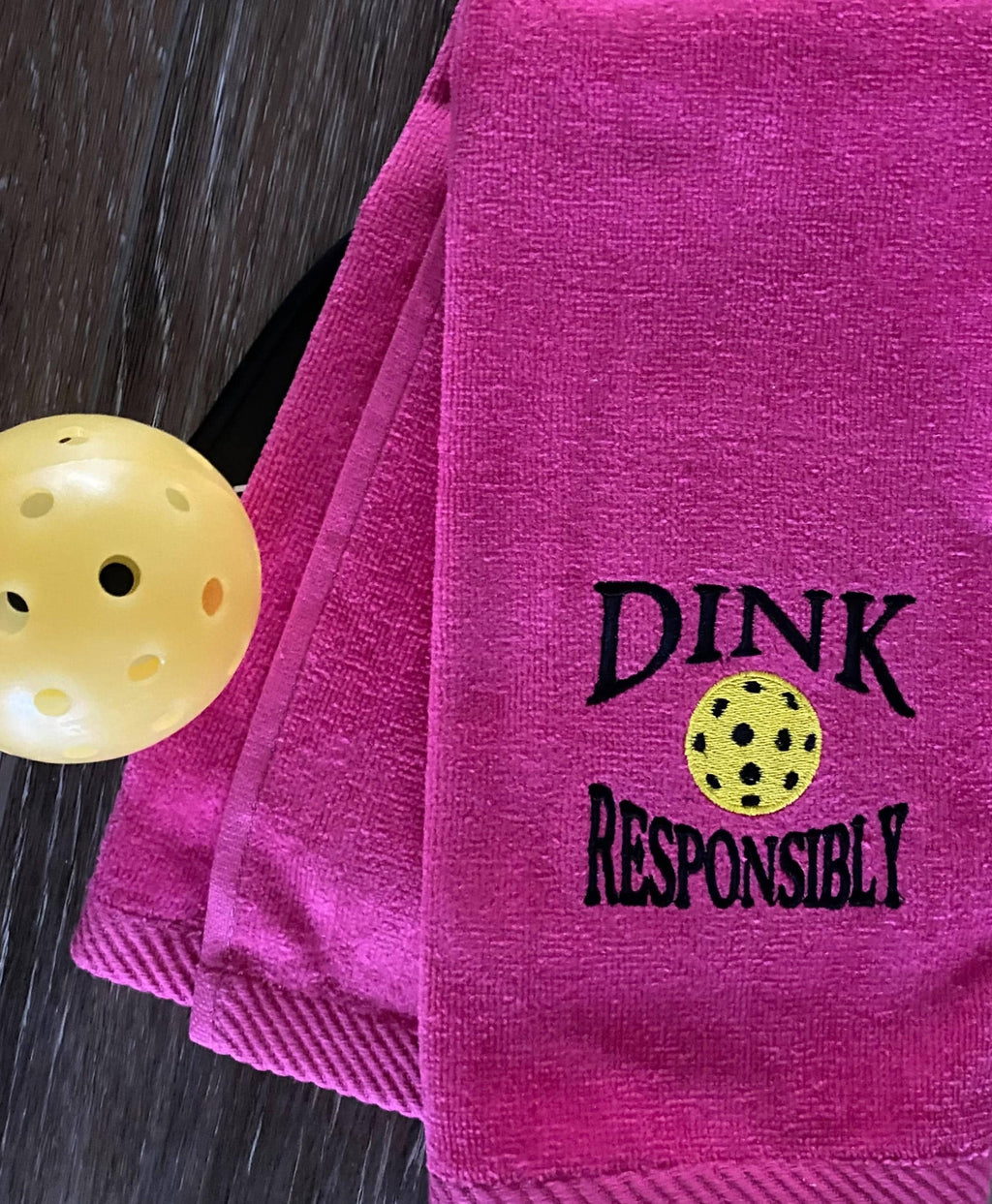 Personalized Pickleball towel- Navy blue or Pink towel-Embroidered- "Dink Responsibly"  Towel –