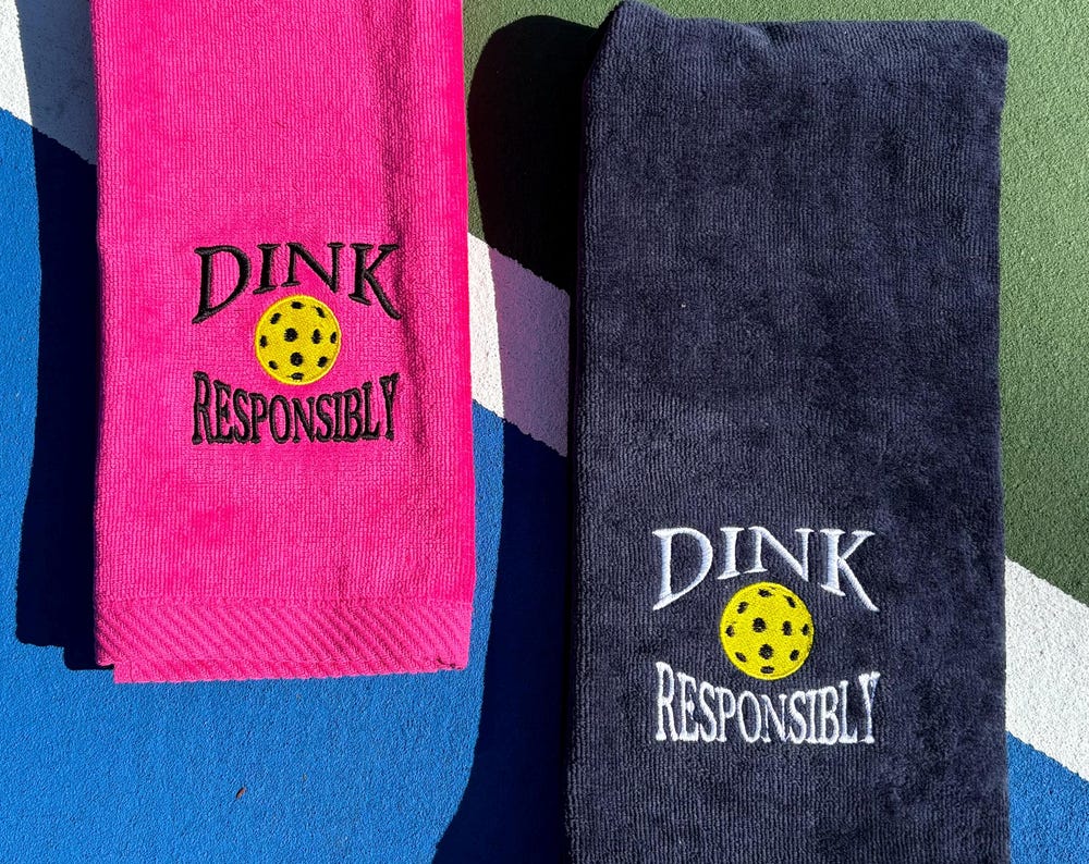 Personalized Pickleball towel- Navy blue or Pink towel-Embroidered- Dink Responsibly  Towel –