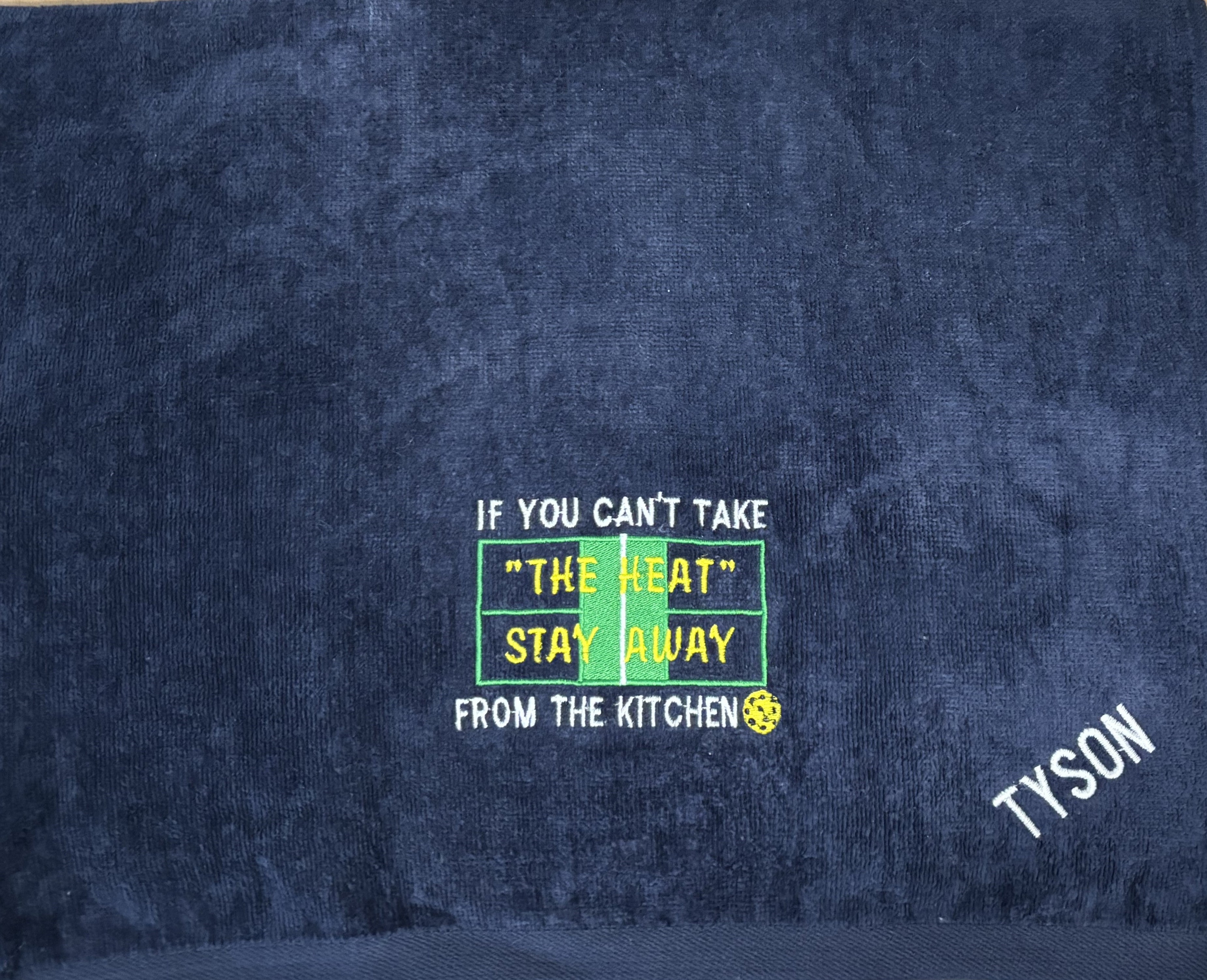 Funny Pickleball Towel, "If You Can't take the Heat , Stay away from the Kitchen", Embroidered Court Towel