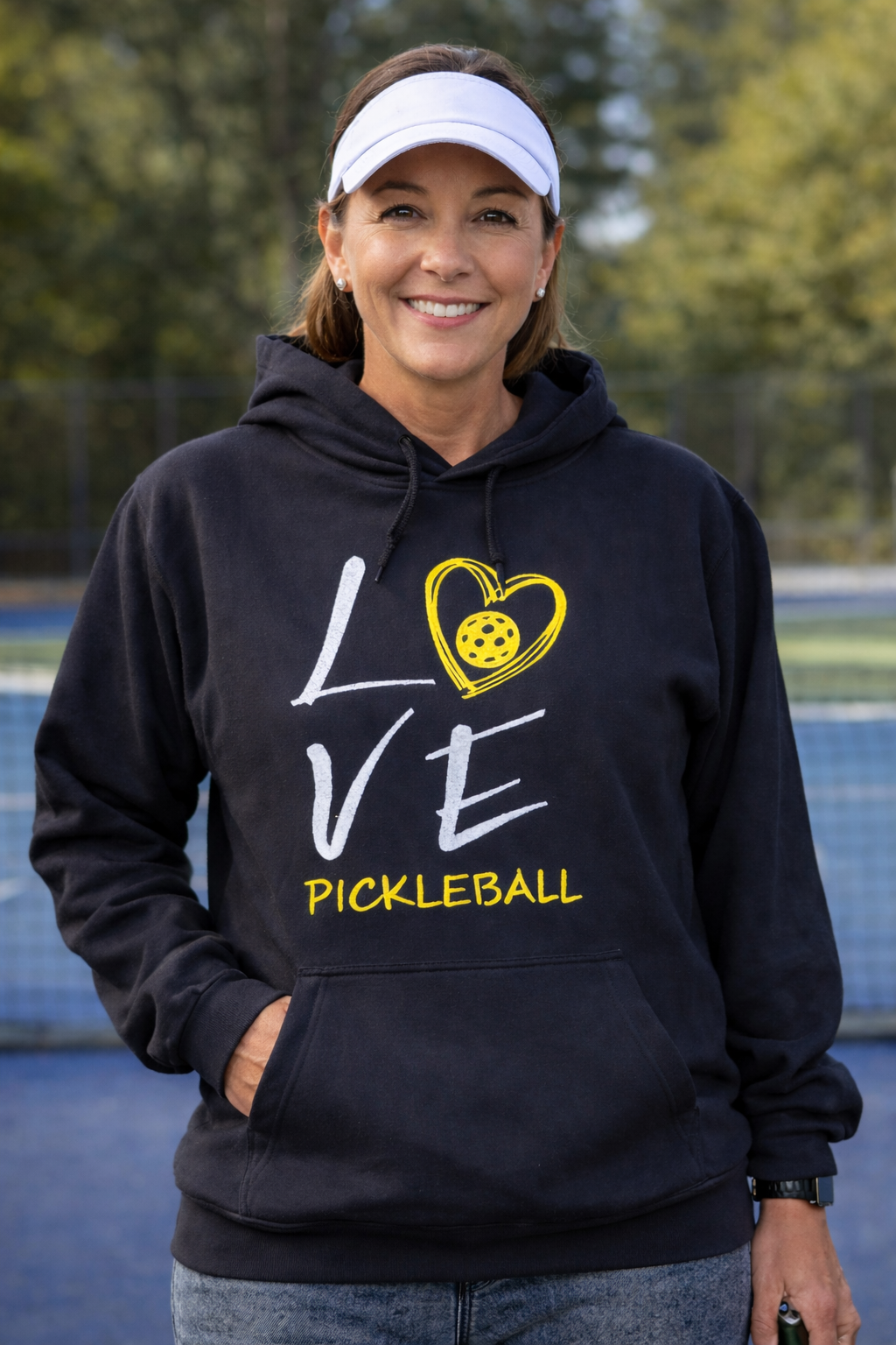 Embroidered Pickleball Hoodie – "Love Pickleball" Design, Cozy Fleece Sweatshirt
