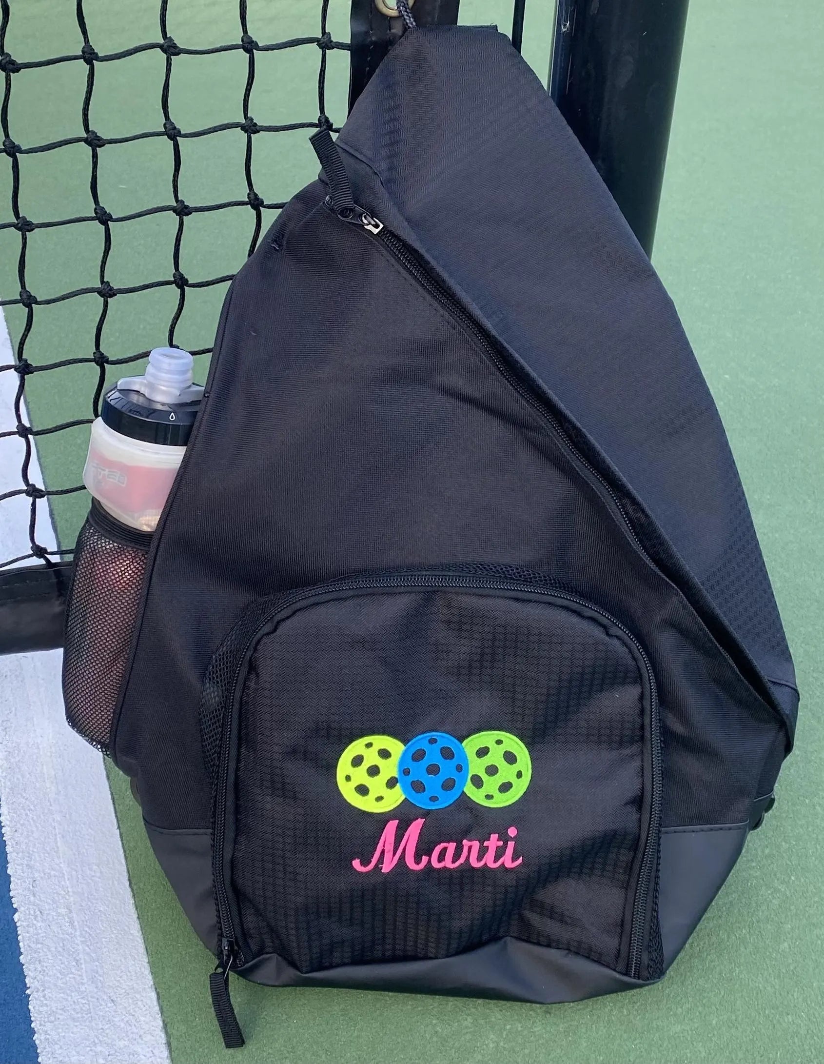 Custom Embroidered Pickleball Sling Bag: Polyester Canvas Backpack