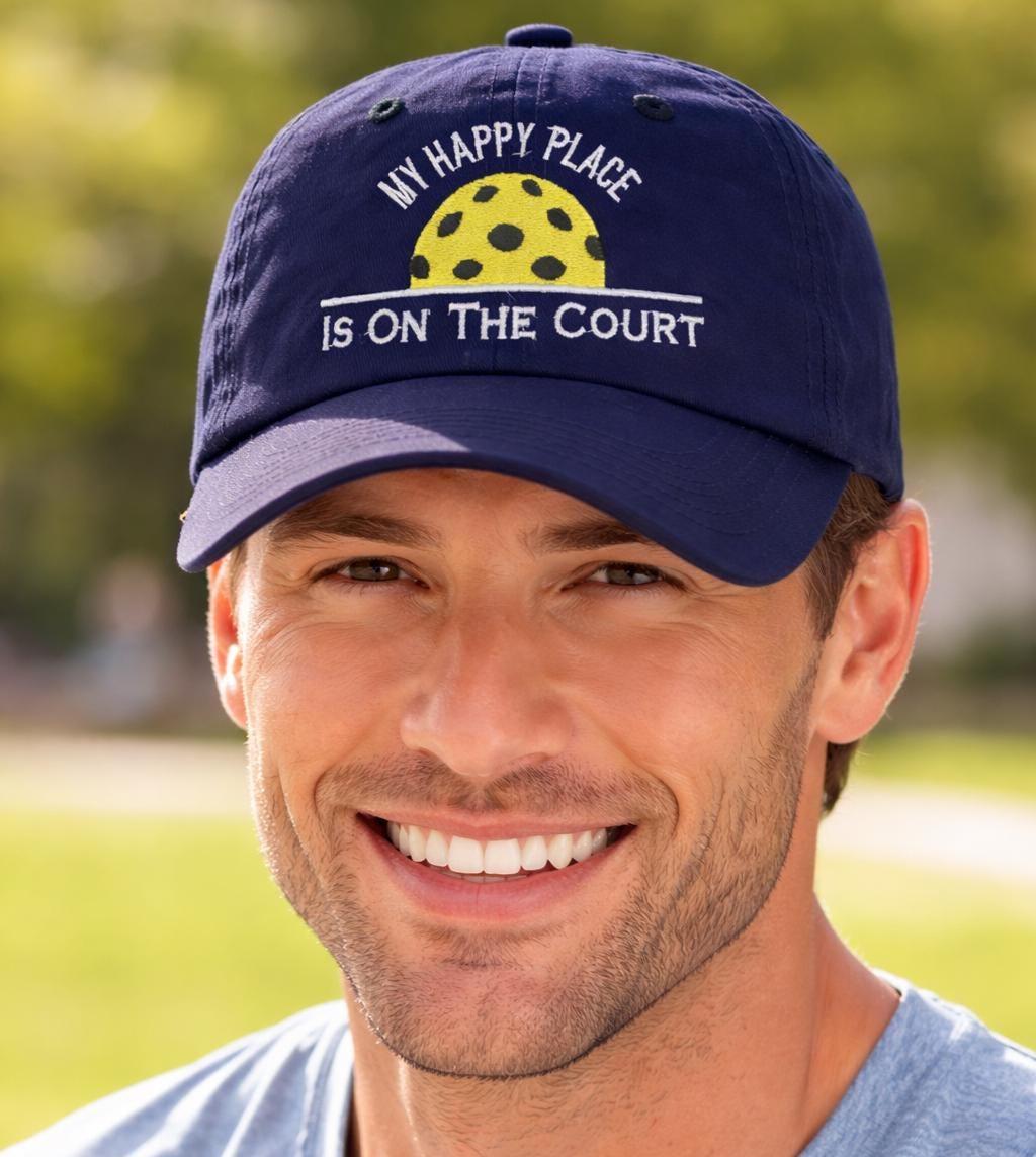 Embroidered Pickleball Hat – My Happy Place on the Court